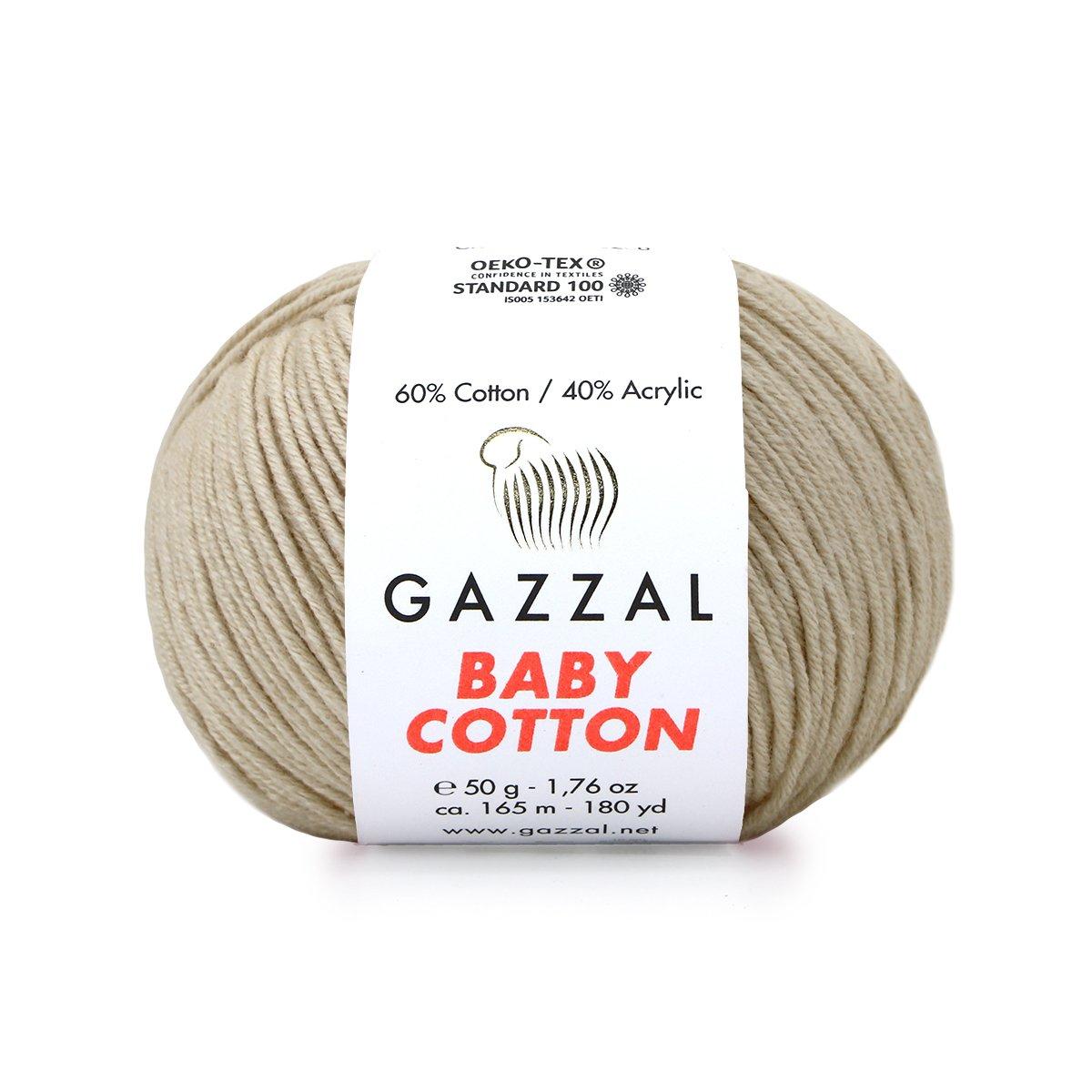 Gazzal BABY COTTON (Газзал Бейбi Котон) № 3446 беж (Пряжа бавовняна, нитки для в'язання), фото 1