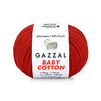 Gazzal BABY COTTON (Газзал Бейби Коттон) № 3443 красный (Пряжа хлопковая, нитки для вязания)