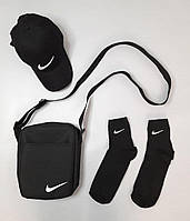 Комплект мужской Nike (Найк) Барсетка + Кепка + Носки черный Сумка через плечо Кепка ЛЮКС качества