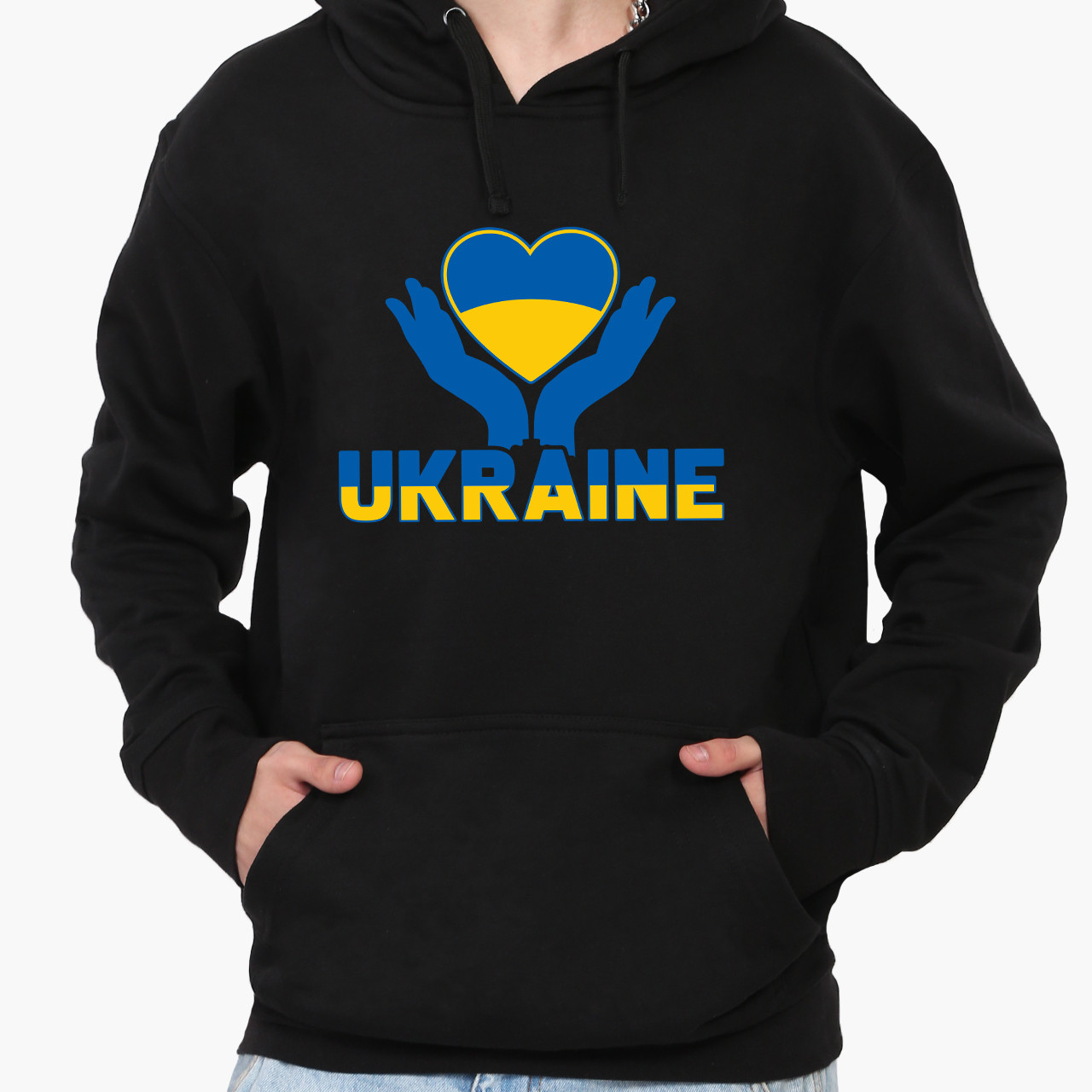 Худі чоловічий Україна (Ukraine) Кенгуру  Чорний