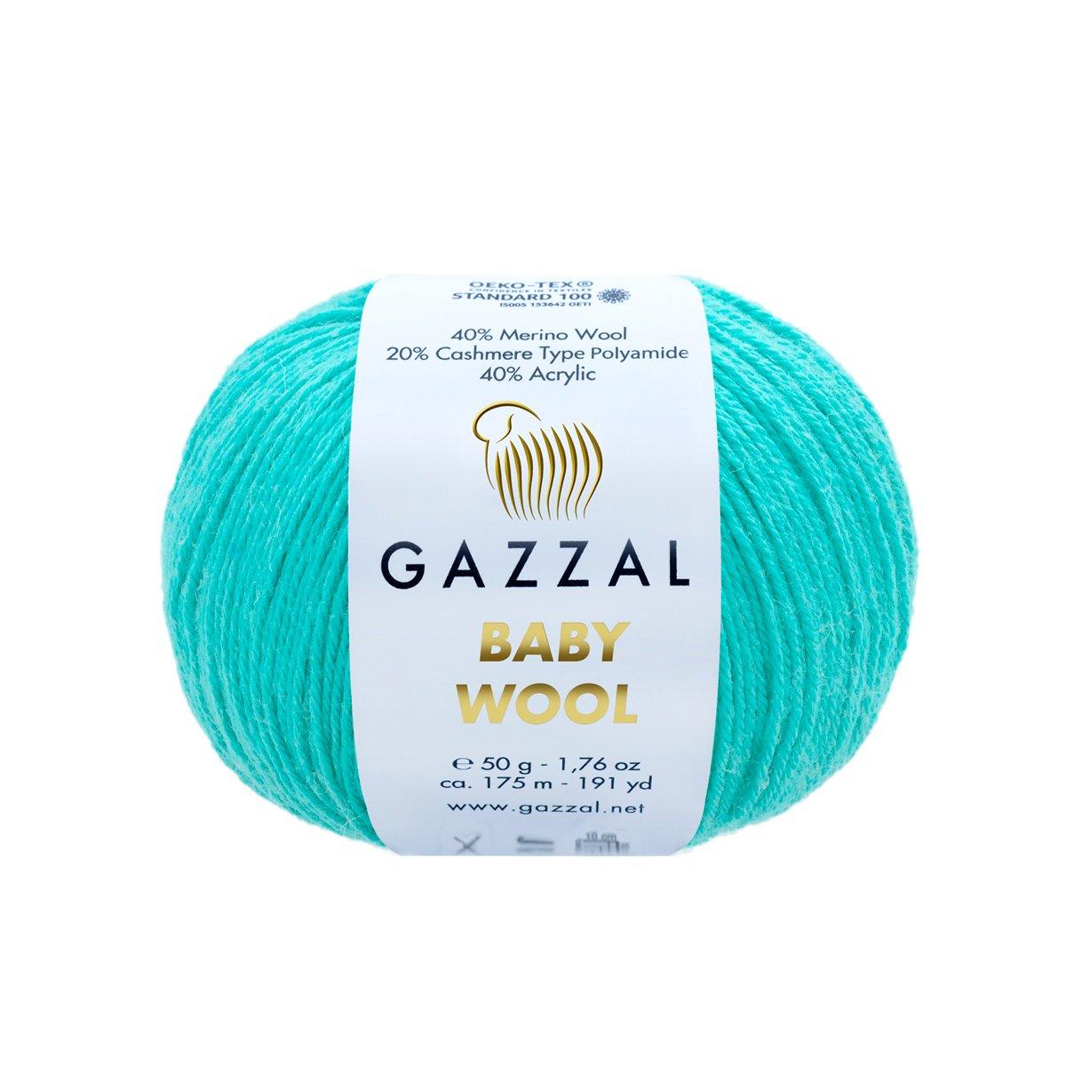 Gazzal BABY WOOL (Газзал Бейбi Вул) № 832 смарагд (Вовняна пряжа, в'язальні нитки), фото 1
