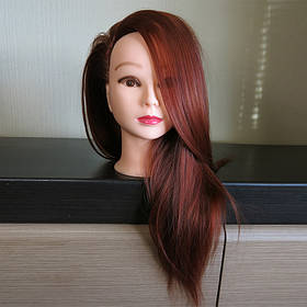 Голова навчальна для перукарів, руде волосся 60 см.