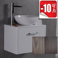 Підвісна тумбочка Венге у ванну 600х400 з умивальником-чашею Fancy Marble Fiji
