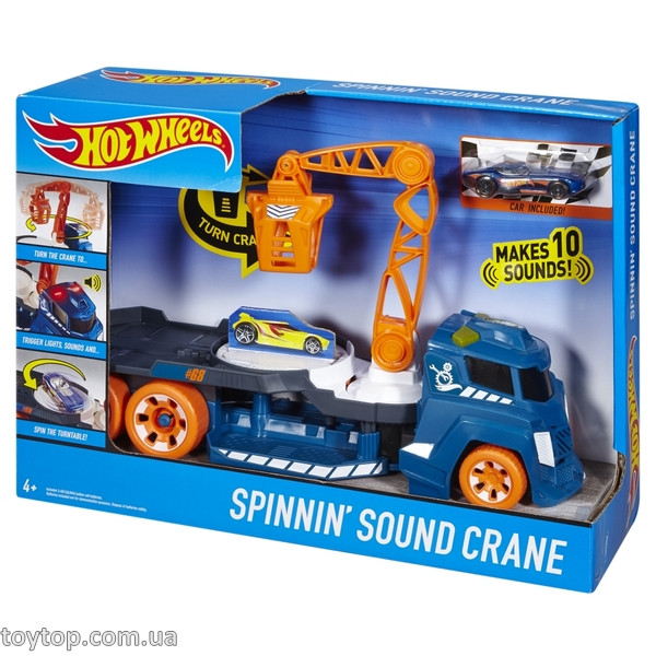 Хот Вилс - автоэвакуатор со звуком и светом Hot Wheels Lights and Sounds Vehicle, Spinnin' Sound Crane - фото 2 - id-p258423151