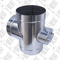 Трійник з нержавіючої сталі з ревізією Ø150-90° (0,8 мм)