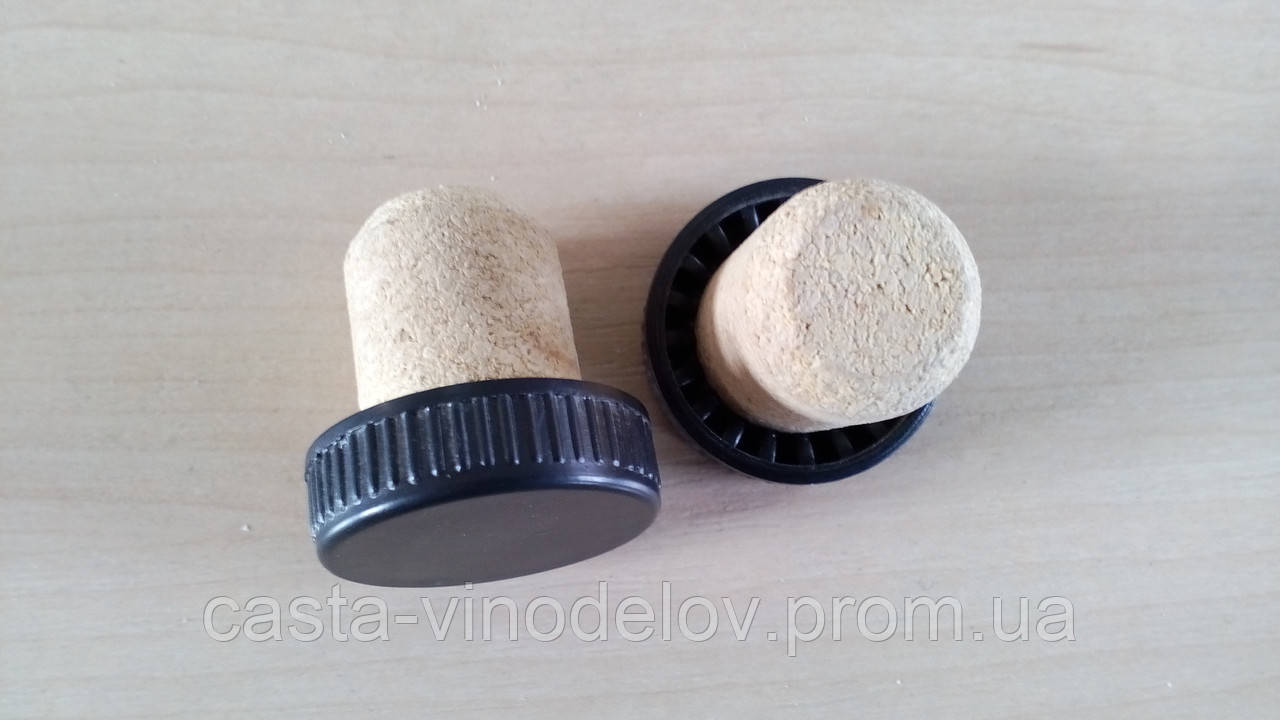 Коньячная корковая пробка с пластиковым колпачком, 28*8*20 мм, упаковка ...