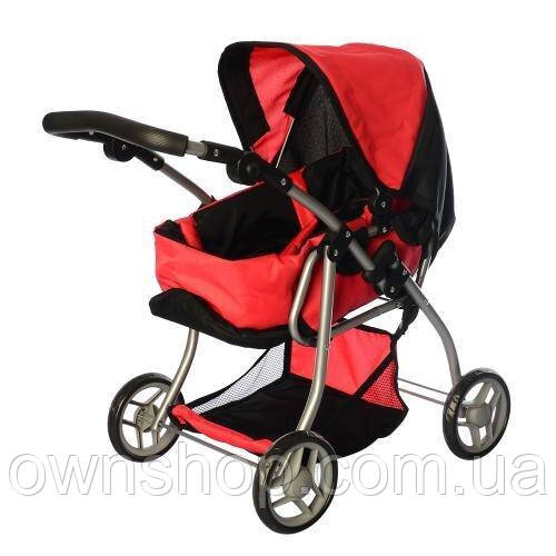 Коляска для ляльки 9672 Melogo червоно-чорна h = 62 cm, 2 в 1, класика