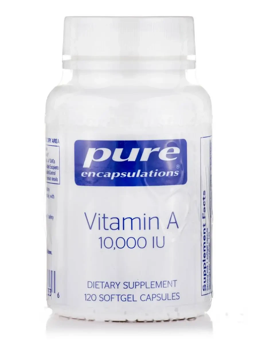 Витамин А 10 000 МЕ, Vitamin A 10 000 IU, Pure Encapsulations, 120 капсул