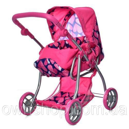 Коляска для ляльки 9672 Melogo рожева h = 62 cm, 2 в 1, класика, фото 1