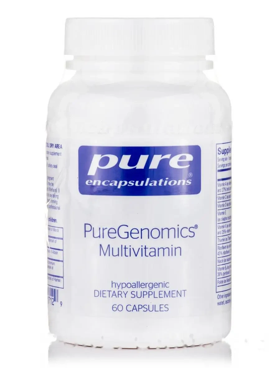 Чистый Геномик Мультивитамин, PureGenomics Multivitamin, Pure Encapsulations, 60 Капсул