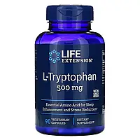 L-триптофан (L-Tryptophan), Life Extension, 500 мг, 90 капсул. 05/2024 року