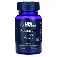 Life Extension, Potassium lodide, Иодид калия, 130 мг, 14 таблеток. Годен до конца 05/2024 года.