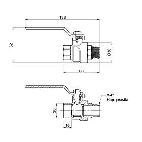 Кран кульовий SD Forte 3/4" ВЗ для води (ручка) SF605W20, фото 2