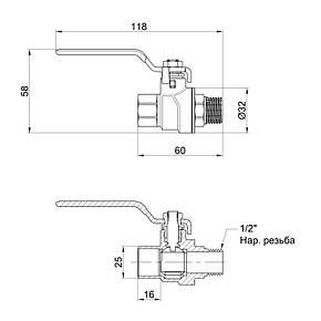 Кран кульовий SD Forte 1/2" ВН для води (ручка) SF605W15, фото 2