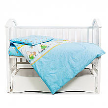 Комплект 3в1 постільної дитячої білизни простирадло, підковдра, наволочка, бавовна, Каченята блакитні