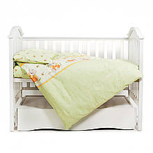 Комплект 3в1 постільної дитячої білизни простирадло, підковдра, наволочка, бавовна, Пухнасті ведмедики зелені