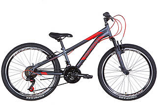 Велосипед 24" Discovery RIDER AM 2022 (темно-сріблястий з червоним (м)) (OPS-DIS-24-315)