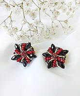 Хрустальные сережки бордово-черного цвета, серьги на день независимости, отличный подарок на любой праздник