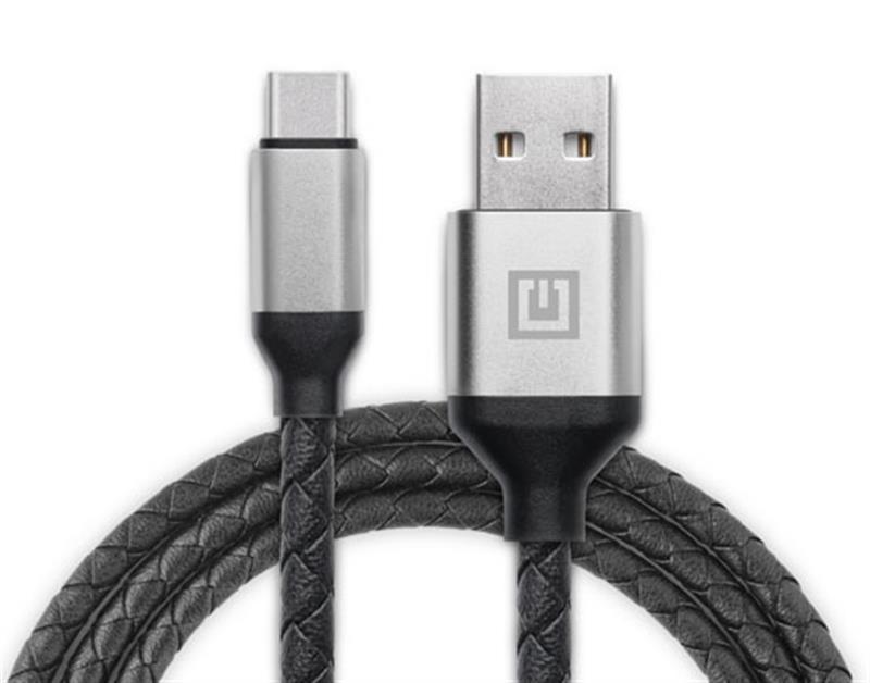 Кабель REAL-EL Premium Leather USB - USB Type-C (M/M), 1 м, Black (EL123500049), фото 1