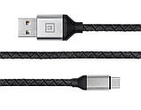 Кабель REAL-EL Premium Leather USB - USB Type-C (M/M), 1 м, Black (EL123500049), фото 3