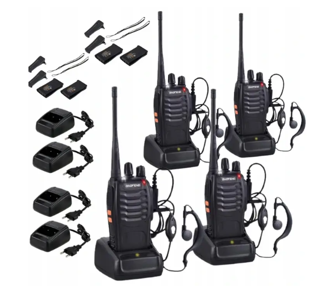 Рації BAOFENG BF-888s 4 шт., комплект із 4 радіостанцій, гарнітура в комплекті, фото 1