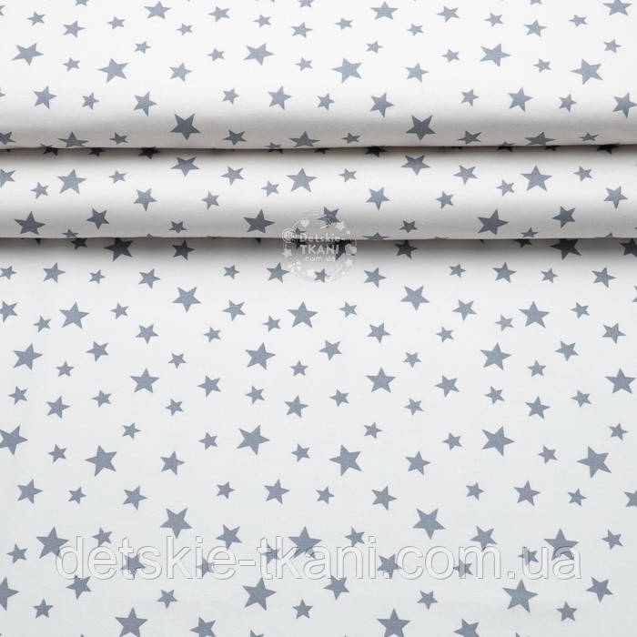 Ранфорс шириною 240 см "Зоряний розсип" графітовий на білому №2055, фото 1