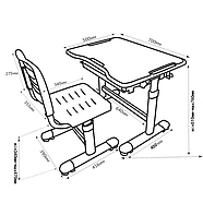 Індивідуальний комплект парта та стілець-трансформери FunDesk Sole Pink, фото 7