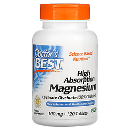 Магній High Absorption Magnesium 100 мг Doctor's Best 120 таблеток