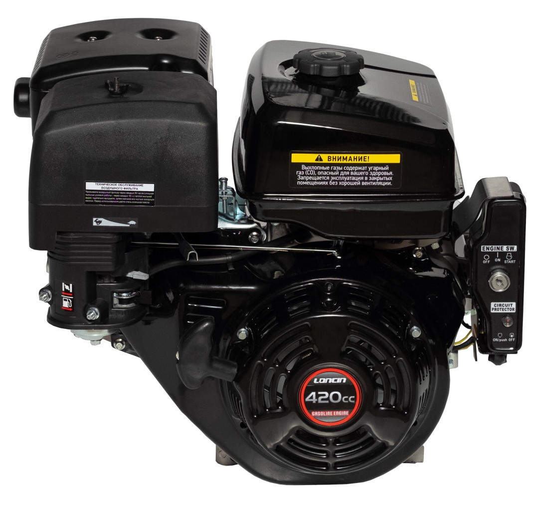 Двигун бензиновий Loncin G420FD (13 л.с., ел. стартер, шпанка 25 мм, євро 5), фото 1