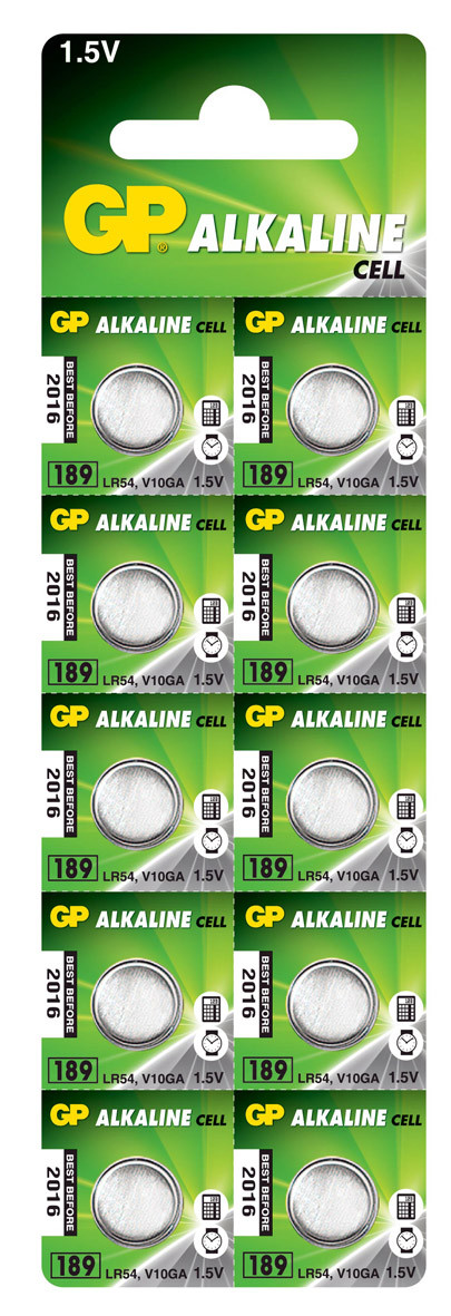 Батарейка для часов GP 189-U10 Alkaline LR54 G10 таблетка часовая - фото 1 - id-p5402536