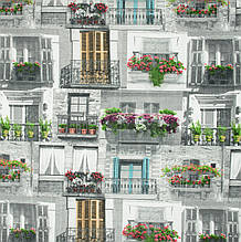 Тканина для штор з містом, парижські балкони, Іспанія 280 см