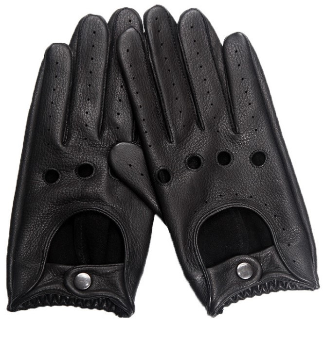 Перчатки кожаные для вождения автомобильные водительские размер L черные - фото 1 - id-p1605330604