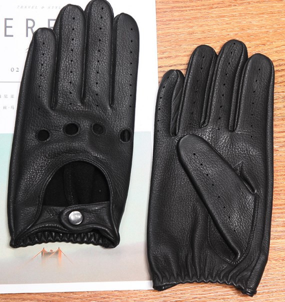 Перчатки кожаные для вождения автомобильные водительские размер L черные - фото 2 - id-p1605330604