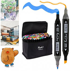 Набір двосторонніх маркерів для скетчингу та малювання на спиртовій основі Touch Qiuci 120 шт.