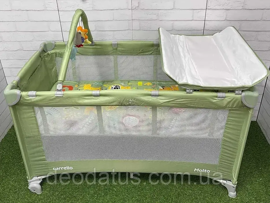 Дитячий манеж - ліжечко пеленатор CARRELLO Molto CRL-11604 Cameo Green Червоний монстрик