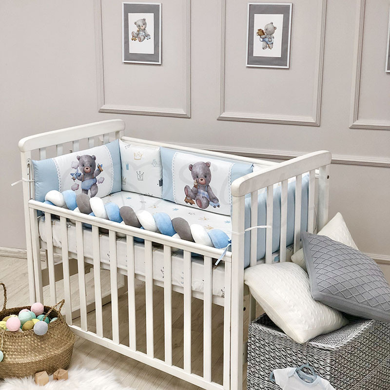 Бортики захист у дитяче ліжечко Kids Toys Мішка блакитний, фото 1