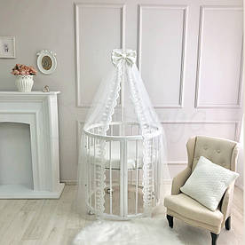 Балдахін у дитяче ліжко Belissimo молочний, сіточка 4 метри
