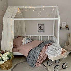 Комплект постільної білизни підліток Baby Chic варенка з рюшем пудровий