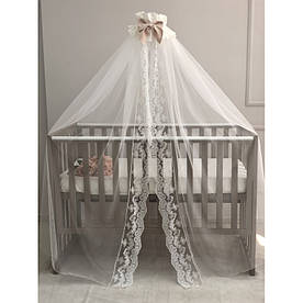 Балдахін на дитяче ліжечко Колекція №1 Classic з мереживом кремовий