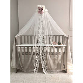 Балдахін на дитяче ліжечко Колекція №1 Classic з мереживом пильна троянда