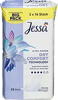 Гигиенические прокладки с крылышками Jessa Ultra-Binden Dry Comfort - 4 капли, 32 шт.