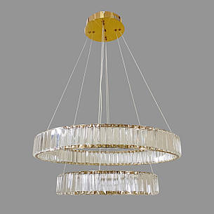 Бронзова подвійна 40+60см кругла скляна LED люстра Circle (918-VP115 BRZ (600+400)), фото 2