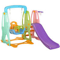 Гірка-гойдалка ігрова B0903-3, 146-116-168 см, гойдалка, баскетбольне кільце