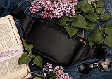 Бананка містка екошкіра чорна жіноча, Поясна сумка через плече жіноча, фото 9
