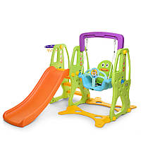 Гірка-гойдалка ігрова HF-H002, 150-120-177 см, гойдалка, баскетбольне кільце, м'яч