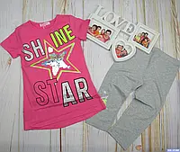 Летний костюм на девочку "ShineStar" 140-146см цвет розово-серый