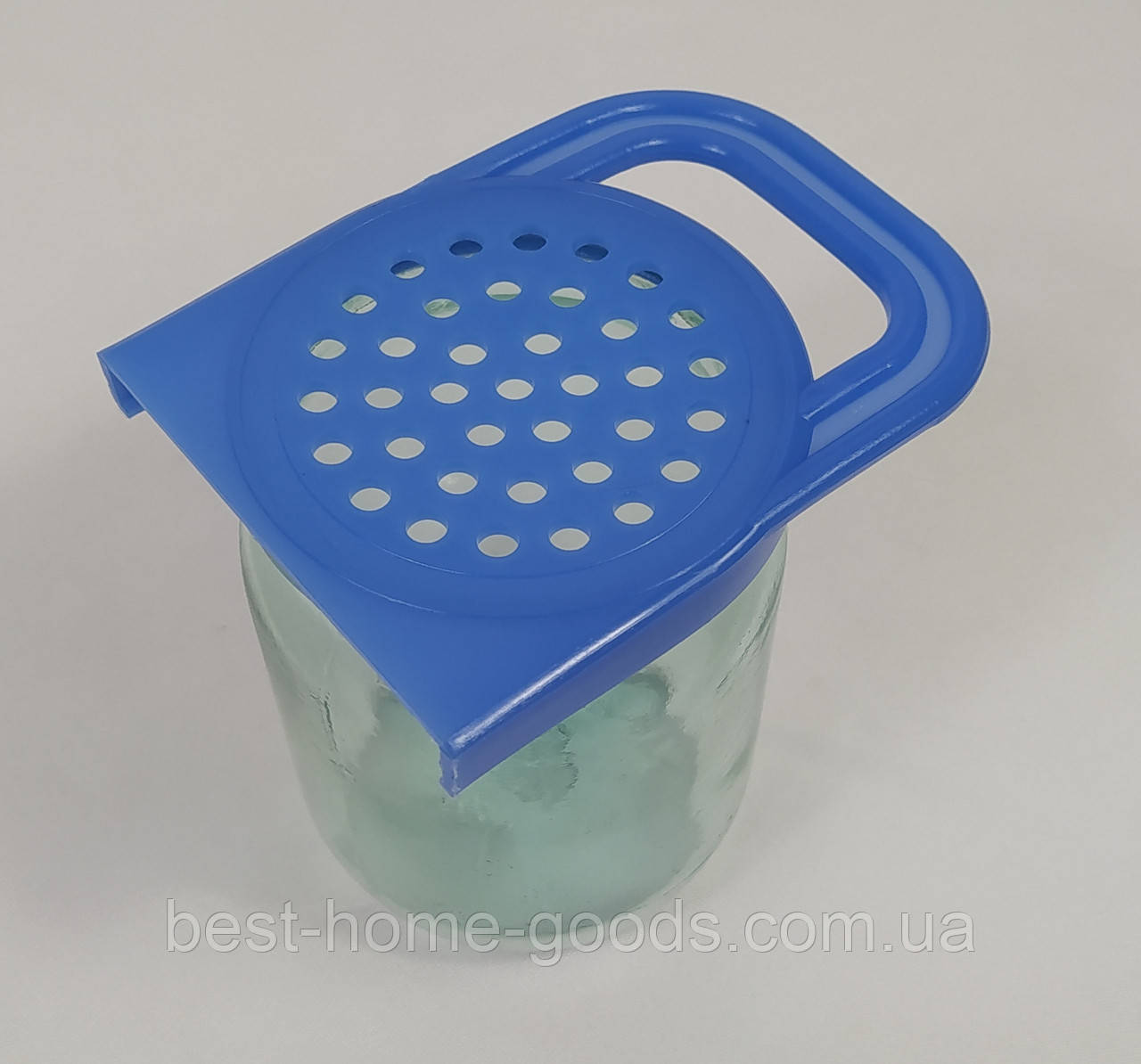 Універсальна зливна кришка з сіткою для банок з ручкою — практичний аксесуар для зливу рідини та компоту, фото 1