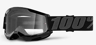 Дитячі мото окуляри 100% STRATA 2 Youth Goggle Black — Clear Lens, Clear Lens