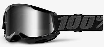 Дитячі мото окуляри 100% STRATA 2 Youth Goggle Black — Mirror Silver Lens, Mirror Lens