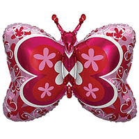 Фольгированный шарик мини-фигура Flexmetal (23х34 см) Бабочка розовая